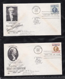 USA 1960 ARTCRAFT 2 FIRST DAY COVERS IGNACY JAN PADEREWSKI + CACHET - Picture 1 of 1