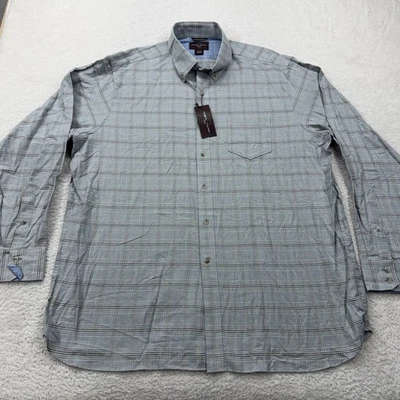 Black Brown 1826 Mens XXL Tall Blue Plaid Button Down Long Sleeve Dress Shirt - Image 1 of 4