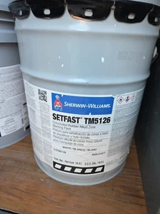 5 Gallonen Sherwin Williams Setfast Tm5126 Markierungsfarbe weiß Chlorkautschuk - Bild 1 von 1