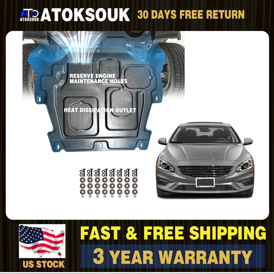 Auto Under Engine Guards Fit For 2011-2018 Volvo S60 Splash Guand Mud Flaps - Image 1 of 4