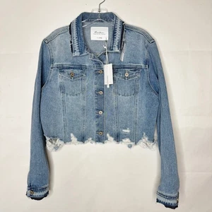 NWT Kancan Maurices Women’s Jean Jacket XL Distressed Denim Crop (Msrp $64.90) - Picture 1 of 10