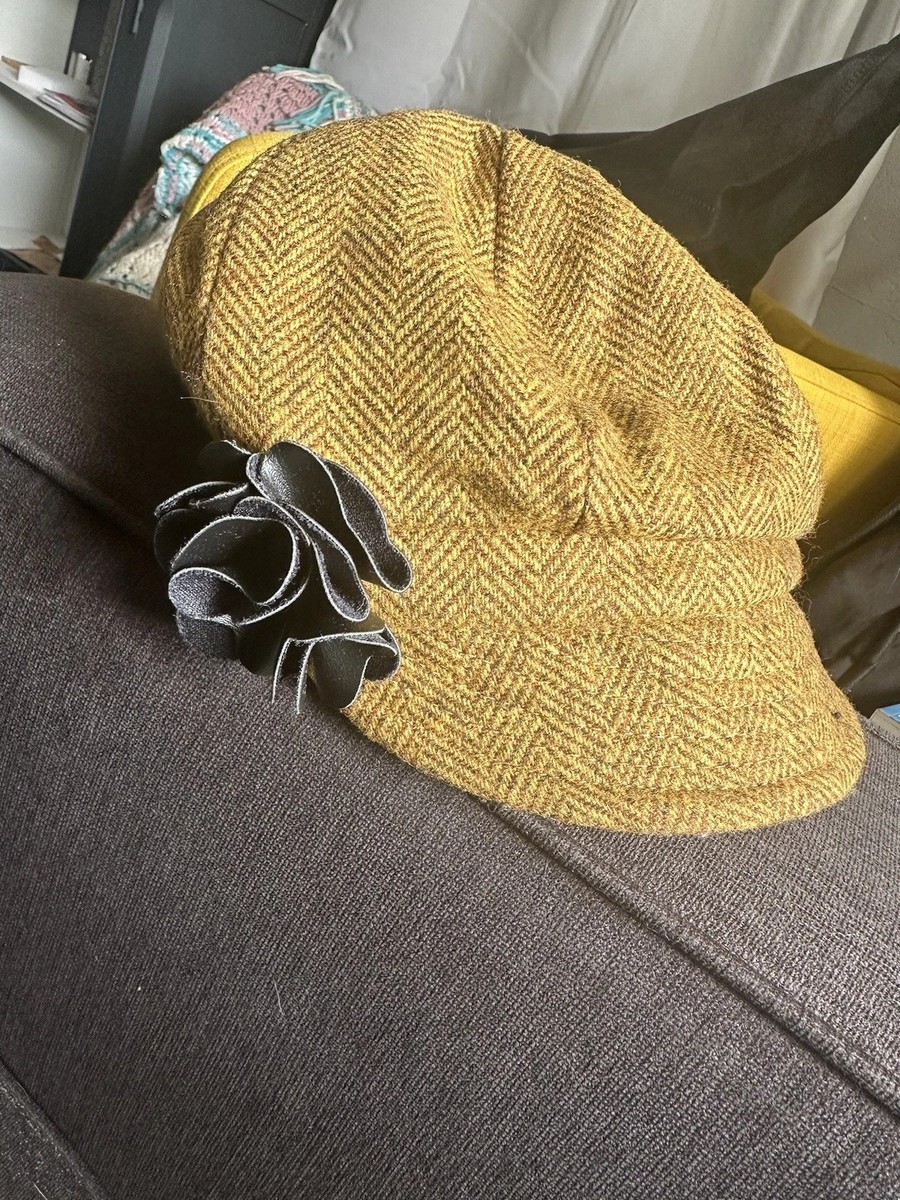 NWT Mucros Weavers Ireland Women\'s Wool Mustard Yellow Tweed Newsboy Hat Cap Mucros Weavers Irish Newsboy Cap for Women, Wool Knit Hat  main image 4