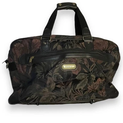 Jaguar Overnight Travel Bag Satchel Vintage Floral Tapestry 90s Multicolored Zip - Image 1 of 4