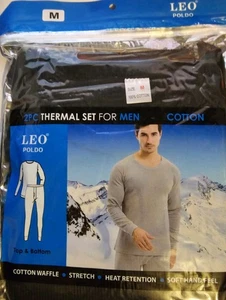 Leo Poldo Thermal set for men cotton waffle stretch heat retention Size M - Picture 1 of 6
