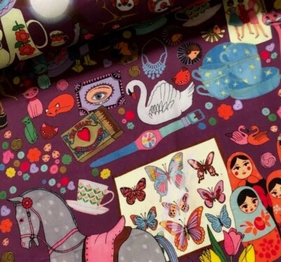 Stoff Meterware Baumwollstoff Baumwolle 50 cm Märchen Matroschka Pferd Abstrakt  - Bild 1 von 4