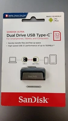SanDisk 32GB Ultra Dual Drive USB Type-C - USB-C USB 3.1 - SDDDC2-32G-G46 - Image 1 of 2