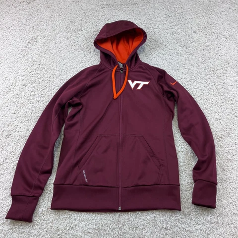 Virginia Tech Hokies Hoodie Adult Small Nike Full Zip Maroon NCAA Cover