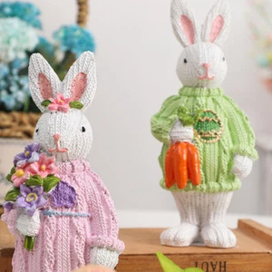 New Easter Home Decor Resin Easter Bunny Easter Crafts Ornaments - Picture 1 of 9