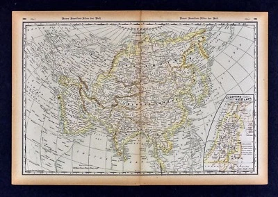 1891 McNally Map - Asia  China Japan Tibet Nepal India Palestine Holy Land Mecca - Image 1 of 3