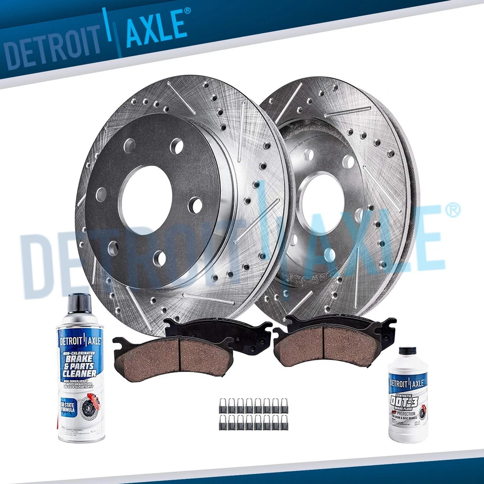 Rotores dianteiros perfurados + pastilhas de freio de cerâmica para 2000 - 2002 Dodge Durango Dakota - Imagem 1 de 4