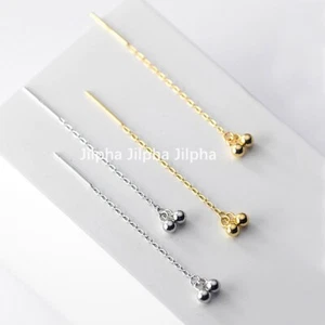 Pendientes enhebradores de plata de ley pequeñas cuentas hilo de oreja línea de tracción A1912 - Imagen 1 de 7