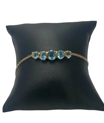 Pulsera topacio azul cielo oro amarillo 14k 4,9 gramos Foto 1 de 4
