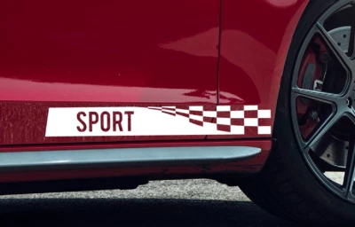 SPORT - Vinyl Decal Sticker Emblem Checkered racing Flag Fits Ford Audi PS24 - Image 1 of 4