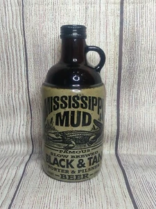 Empty Mississippi Mud Black & Tan Glass Jug with Cap 32 oz - Picture 1 of 2
