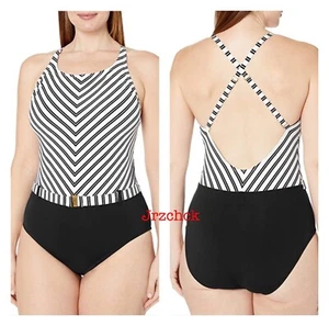 NWT Bleu Rod Beattie High Neck Cross Back One Piece Swimsuit Bathing Suit SZ 16W - Picture 1 of 3