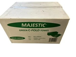 Majestic Toalla de Mano de Papel Verde Doblado en C Calidad Premium Multi Plegable 2400 Pañuelo - Imagen 1 de 1