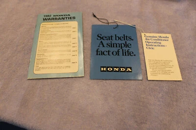 Folletos del propietario de Honda Civic 1982: garantía, aire acondicionado, cinturones de seguridad. Foto 1 de 4