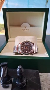 ROLEX PERPETUAL/ DATE JUST/ OYSTER / 18 K GOLD FLUTED BEZEL /SUPERLATIVE CHRONO - Picture 1 of 24