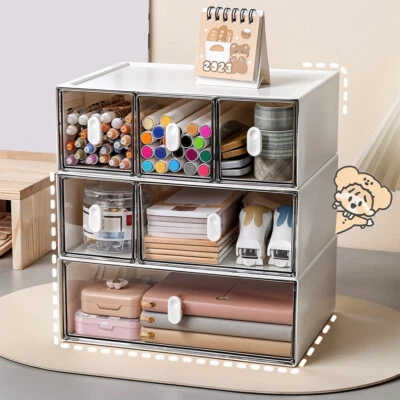 Modular Desktop Storage Drawers Stackable Storage Box Stationery Craft Organiser - Image 1 of 4