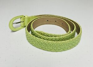 Talbots Womens Genuine Leather Belt Size Large Green Textured 6218