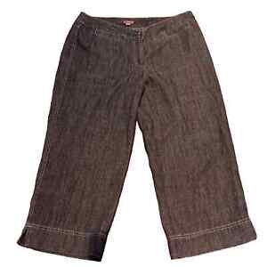 J Jill Wide Leg Pants Size 12 Crop Linen Blend Capri's Indigo Langenlook Comfort