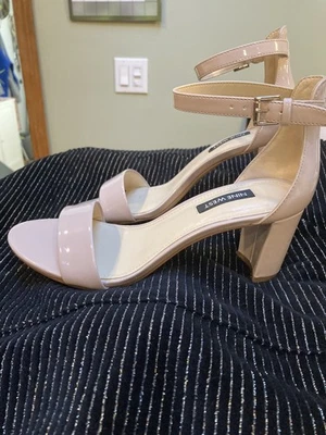 Nine West Pruce Ankle Strap Block Heel Sandals Natural Leather Size US9.5 EU40 - Image 1 of 4