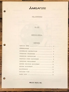 Mitsubishi DP-200 Record Player / Turntable Service Manual *Original* - Picture 1 of 1