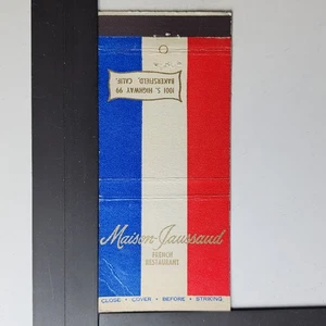 Libro fiammiferi design bandiera francese Maison-Jaussaud Bakersfield CA anni '50 - Foto 1 di 3