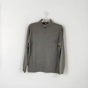 Peter Millar Tri-Blend Melange Fleece Quarter-Zip Sweater Size L Pullover Gray - Picture 1 of 9