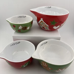 Holiday Time Gingerbread Nesting Measuring Cup Set Of 4 Ceramic—1/4, 1/3, 1/2, 1 - Picture 1 of 9