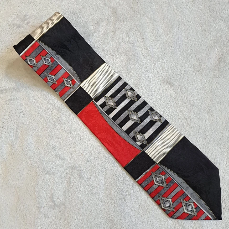 Pierre Balmain Париж мужской 100% шелк галстук платье костюм бизнес роскошь красный черный  - Изображение 1 из 4