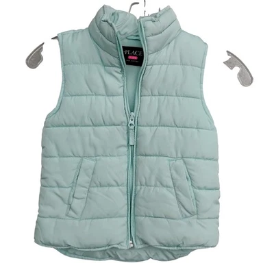 Chaleco acolchado Place talla pequeña 5/6 verde pastel claro cremallera completa forro polar Foto 1 de 3