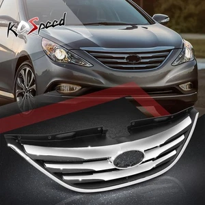 Chrome Slats Polished Front Hood Bumper Grille Factory Style for Sonata 2014 - Bild 1 von 6