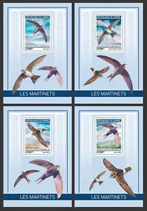 Swifts Birds MNH Stamps 2019 Guinea 4 Deluxe Sheets - Picture 1 of 1