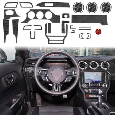 Kit completo de cubierta interior de fibra de carbono 32 piezas para Ford Mustang 2015-2019 Foto 1 de 4