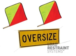 Oversize Vinyl Banner & 2 Flags ,Truck Safety Sign 1200x450mm With Tie Ropes - Picture 1 of 1
