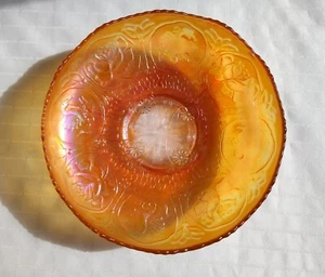 Dragon Lotus Carnival Glass Marigold Bowl Iridescent 8” Fenton VTG Collar Base - Picture 1 of 12