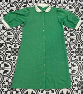 Vintage Green Button Up Hippie Hipster 1960s Long Dress Medium - Picture 1 of 8