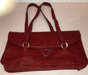 Bolso de Mano Adrienne Vittadini Tomate Rojo Grano Cuero Solapa Cartera Suave  - Imagen 1 de 7