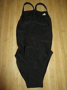 Adidas Girls 10 26 Swimsuit RACING ATHLETIC $70 Chlorine Resistant Black - Picture 1 of 3