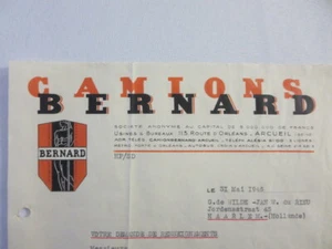 1946 Camions Bernard Truck Company Letter Letterhead Document  - Picture 1 of 8