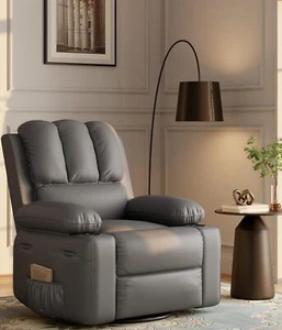22'' Manual Recliner Chair for Adults, PU Recliner w/Cup Holders+Side Pockets - Picture 1 of 65