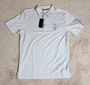 NWT Travis Mathew Heater Series Polo Shirt Men’s M Gray Coors Light Golf - Picture 1 of 7