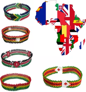 African Country Flag Beaded Bracelet Unisex Hand Made Bands - 10 Countries - Picture 1 of 12
