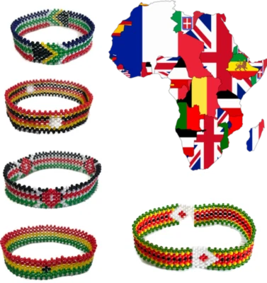 African Country Flag Beaded Bracelet Unisex Hand Made Bands - 10 Countries - Image 1 of 2