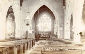 REAL PHOTO POSTCARD OF MATTERSEY CHURCH INTERIOR, (NEAR BLYTH), NOTTINGHAMSHIRE - Picture 1 of 2