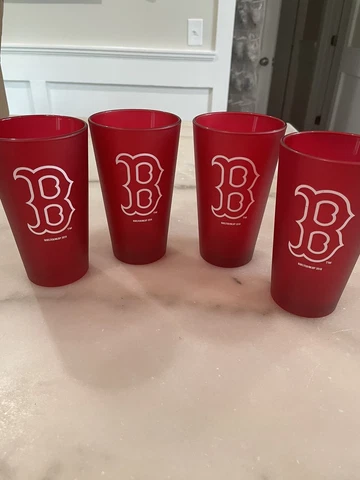 MLB Boston Red Sox Red Frosted Glass Boelter (Set of 4) 16 oz  2010 Cover