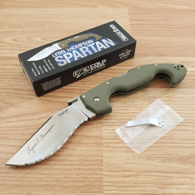 Cold Steel Spartan by Lynn Folding Knife 4.5" CPM-S35VN Steel Blade OD Green G10 - Image 1 of 4