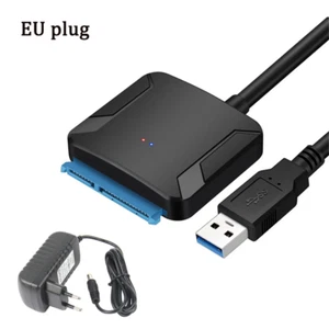 USB 3.0 zu SATA Adapter für 2.5" 3.5" Festplatte Kabel SDD HDD Konverter Schwarz - Bild 1 von 11