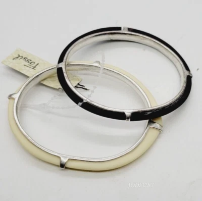 Fossil Brand Bangle Bracelet Lot 2pc Set Brown Cream One Size OSFM - Image 1 of 4